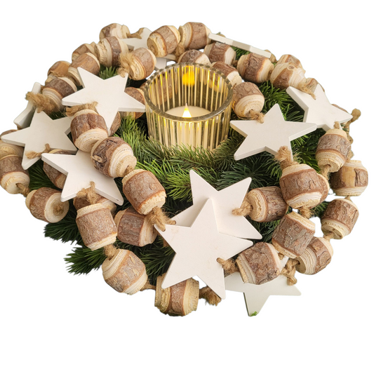 Houten guirlande met sterren – 180 cm