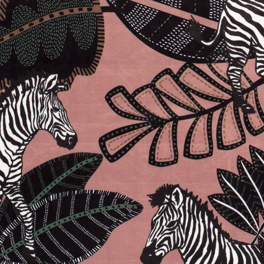 Fluweel stof digitaal bedrukt Zebra's Roze