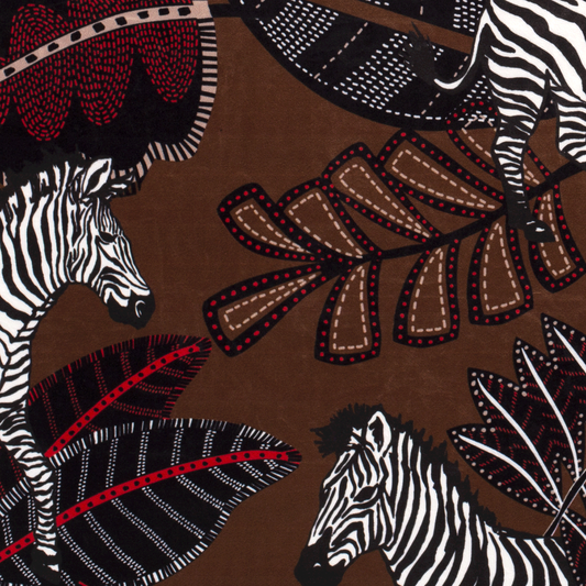 Fluweel stof digitaal bedrukt Zebra's Bruin