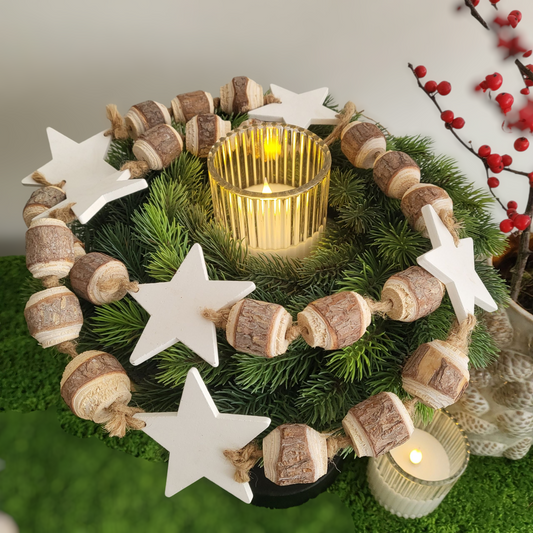 Houten guirlande met sterren – 180 cm