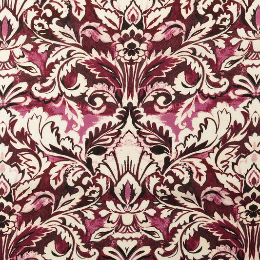 Vanaf week 28 Viscose Crêpe stof digitaal bedrukt Ornamente Bordeaux
