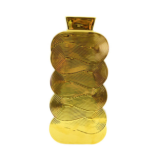 Grote Glanzende Gouden Vaas 30cm – Vierkant Keramiek – Aulica