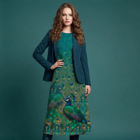 Paneelstof Jurk - Boho Chic Dress Pauw