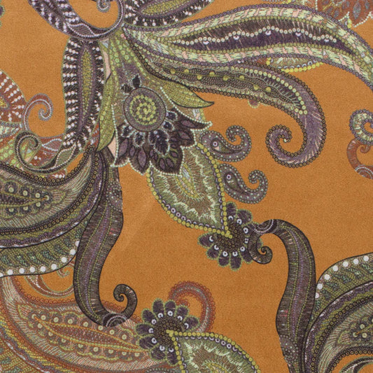 Suede Wildleer bedrukt Paisley Oker