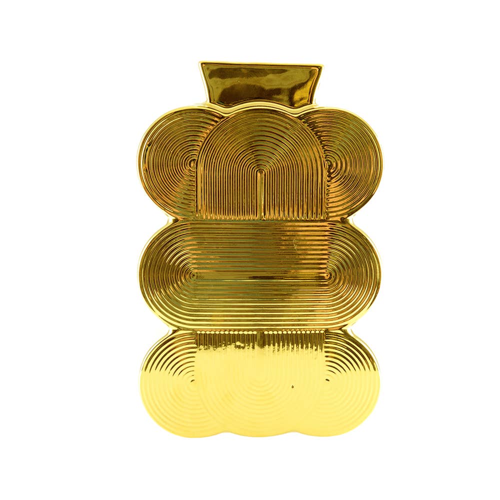 Aulica Medium Gouden Vaas – Keramiek – 16,5x7x25 cm – Moderne Decoratie